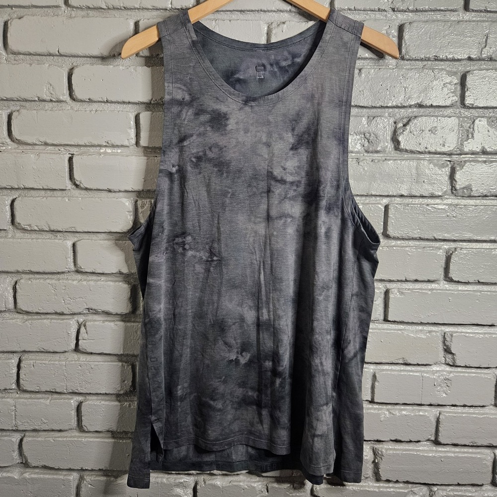Lululemon Mens Tank Small Always Agile Diamond‎ Dye Asphalt Grey Black